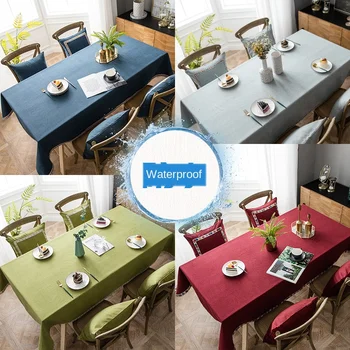

High Quality Cotton and Linen Table Cloth Japanese Style Simple Solid Color Rectangular Table Cover Tea Table Cloth