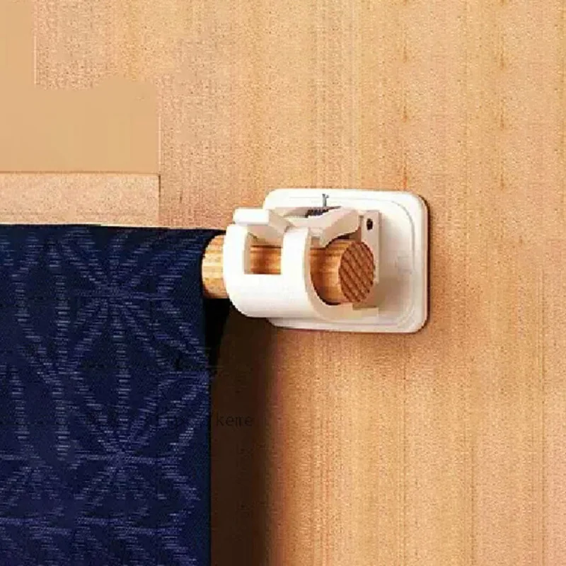 2pcs White Hanging Rod Clip Wall Sticker Curtain Hanging Hooks