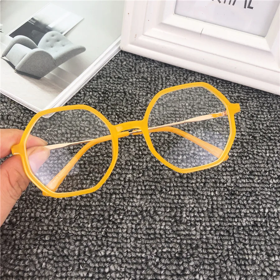 Модные прозрачные линзы, оправа Женские Ретро винтажные прозрачные желтые оправа для очков Мужская очки с бесцветными линзами оптические очки NX