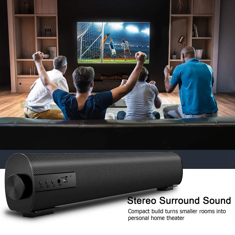 Portable Soundbar 10W Wireless Bluetooth Stereo Speaker with Remote Control for Home Theater Sound Bar with Built-In Subwoofers