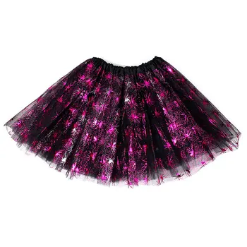 

Spider print Mesh Skirt for Halloween Elastic Waist Adult Womens Tutu Tulle Skirt Petticoat Dance Rave Neon Party