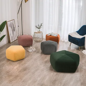 

Nordic Style Pentagon Fabric Ottomans Foot Stool Ottomans Stool for Exhibition Clothing Store Living Room Chair