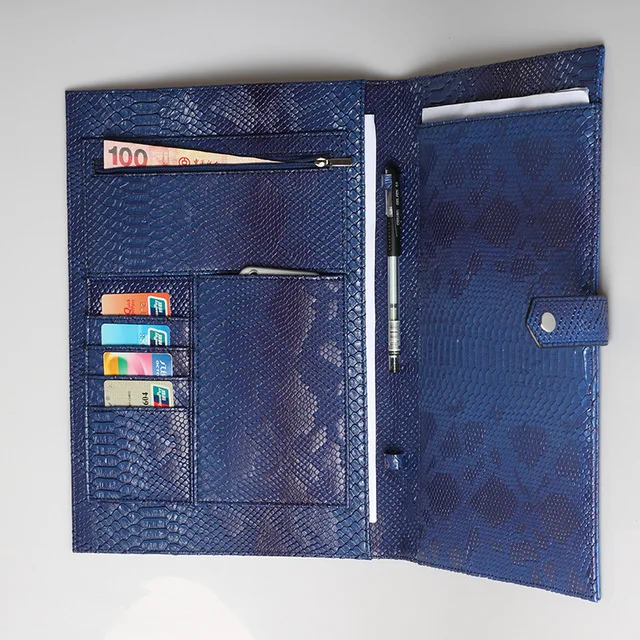 Alirattan папки для файлов Лидер продаж модная деловая сумка Высокое качество страуса питона шаблон портфель чехол для книги складная сумка - Цвет: Python Blue