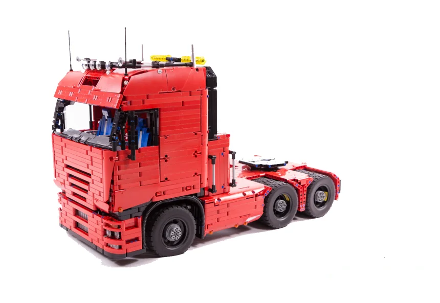 LEGOINS строительный блок Технология Tracer красный грузовик трактор с прицепом MOC 2475