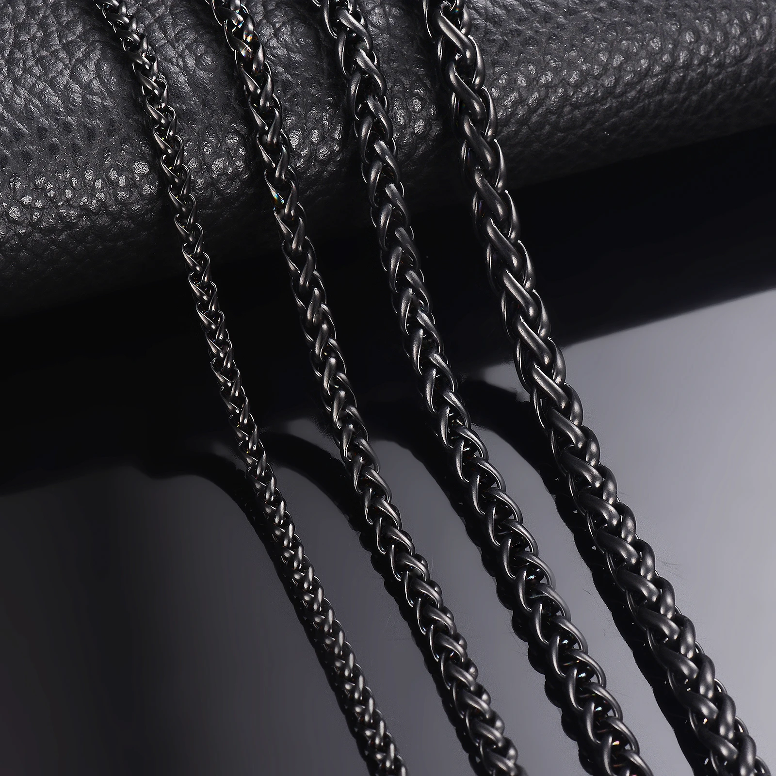 1 piece Width 3mm/4mm/5mm/6mm  Black Color Keel Link Chain Necklace For Men Women Stainless Steel Chain Necklace