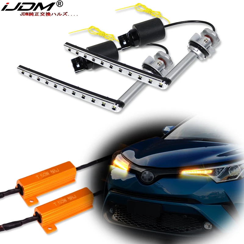 iJDM White/Amber BAU15S PY21W LED bulb Sequential flashing flowing blinker For 2017-up Toyota C-HR Turn Signal Lights/DRL