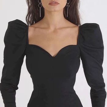 

2020 New Fashion Women T-Shirt Polyester Women Autumn Long Puff Sleeve V Neck Loose Tops Woman Tshirt Lolita Style for Ladies