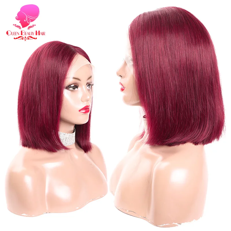Парик Red Bob 13x1 T парик из человеческих волос на сетке прямые бразильские