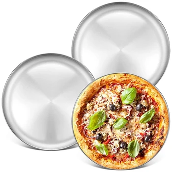 

Stainless Steel Pizza Pan 13.39 Inch - Round Pizza Tray Pizza Baking Sheet, Nonstick Pizza Baking Pan Dishwasher 3 Pack