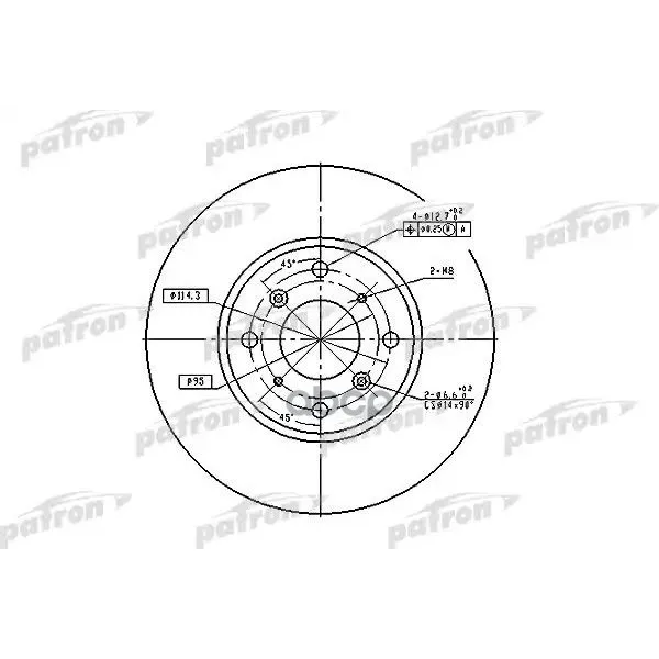 Диск Тормозной Передн Honda: Accord Vii 98-02, Accord Vii Aerodeck 98-, Accord Vii Hatchback 99-02 PATRON арт. PBD4151