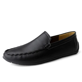 

New Comfortable Lok Fu Driving Shoes *6080 Black Leather Casual Shoes PU Men's Peas Shoes Set Feet Breathable Men's Casual Shoes