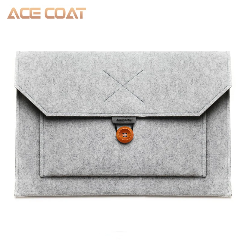 Чехол для ноутбука ACECOAT с ручками и карманами для MacBook Air/Pro 15,4 retina 13,3 дюймов/клатч для ноутбука - Цвет: Light-grey