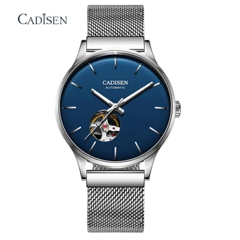 

CADISEN New Mens Watches Luxury Blue Automatic Mechanical Watch Mesh Strap Business Waterproof Wristwatch MIYOTA 82S0 Movement