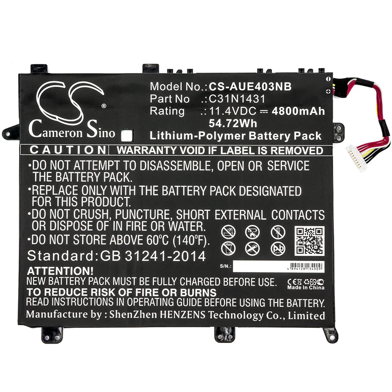 Аккумулятор Cameron Sino 4800 мАч для Asus Eee Book E403S E403SA PC VivoBook E403NA 0B200-01600000 | Электроника
