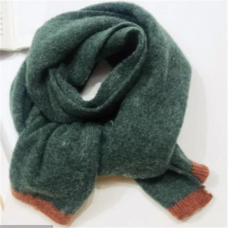 JX002-Dark green Зимний теплый шарф для мальчиков, qiu dong han edition, Детская однотонная вязаная зимняя одежда для девочек в западном стиле с воротником, JX002 - Цвет: JX002-Dark green
