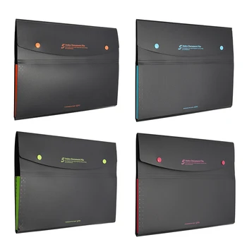 

A4 Multi-layer Plastic Expansion File Folders High Quality Accordion Document Organizer Bag 5 Pockets For School Office Supplies