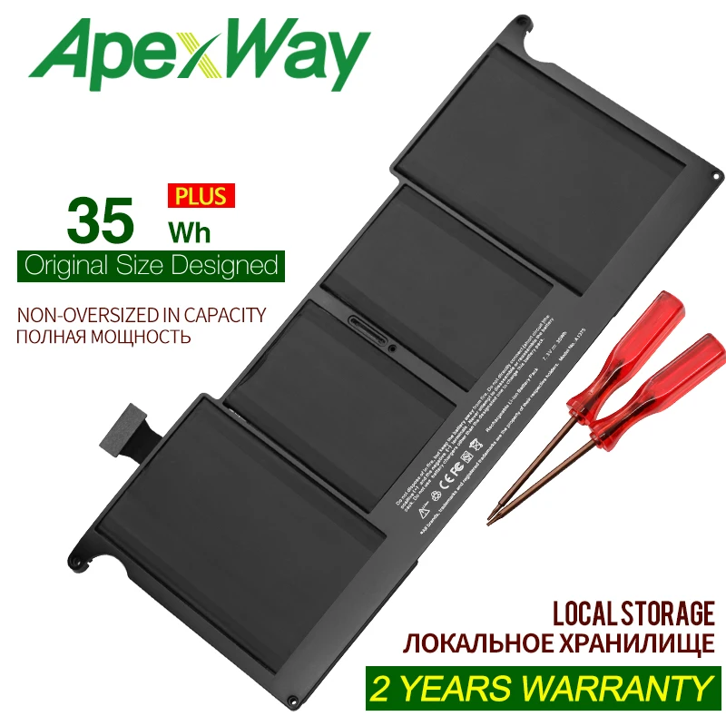 Аккумулятор ApexWay 35Wh 7 3 В для ноутбука Apple MacBook Air 11 дюймов A1370 2010 года замена A1375