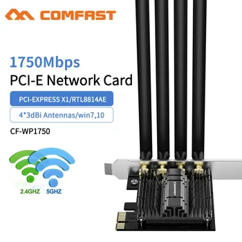 

1750Mbps PCIe Desktop Wifi Card Windows 7 10 RTL8814AE External 4*3dbi Omnidirectional Antenna 802.11ac MU-MIMO Wireless Adapter