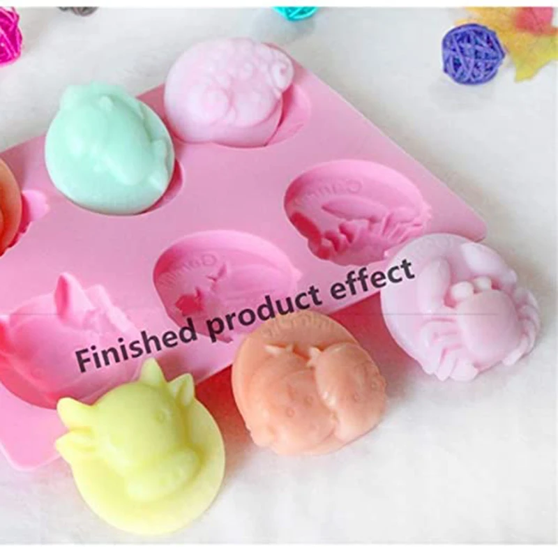 2er-Pack Seifenform mit 12 Sternbildern, chinesische Sternzeichen-Kerze, Silikon-Herstellungswerkzeuge für Mousse, Kuchen, Pudding, Schokolade, Wachsschmelzen – Detail 4