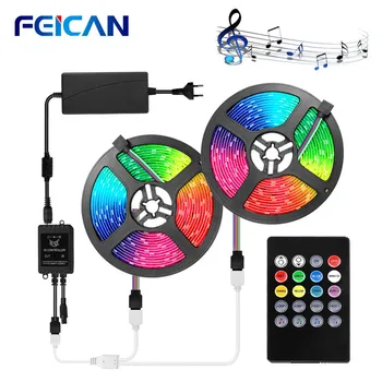 

5050 RGB Led Strip Light Set With 20Key IR Remote Led Music Controller LED Strip For TV Background Lamp Ribbon Led Tape