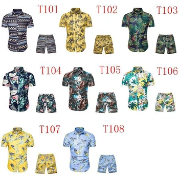 

Two-piece Shorts and Shirts Men Summer 2020 New Couples Casual Hawaiian Beach Sets