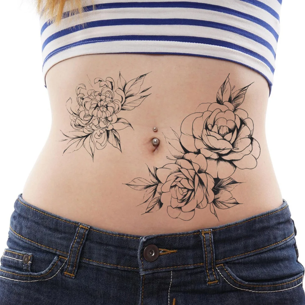 8 шт эскиз цветок татуировки стикер s цветочный узор наклейки тела для