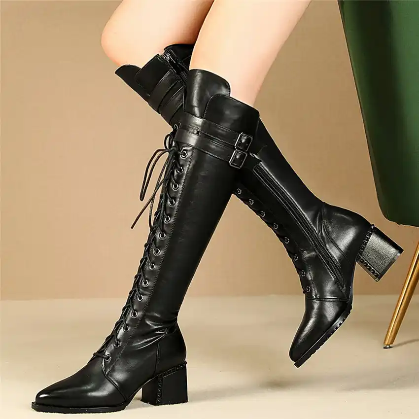 women's lace up knee boots
