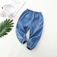 Прямые поставки, Новые товары в Корейском стиле, летние тонкие противомоскитные штаны воздухопроницаемые штаны для мальчиков и девочек детские джинсы из Tencel