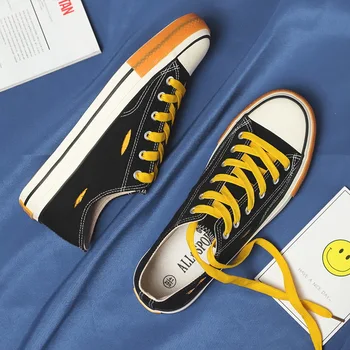 

High Quality Men Vulcanized Shoes New Canvas Casual Shoes Man Autumn Sneakers Male Lace-up Flats Zapatos De Hombre 6913