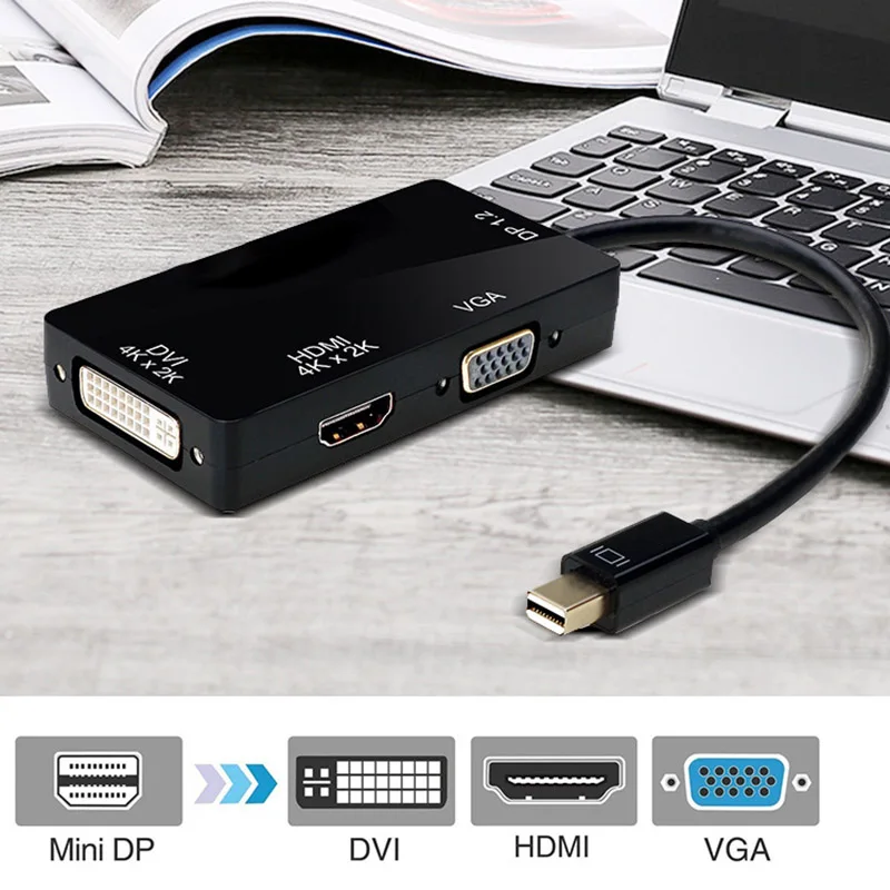 Высокое качество DP 1,2 V постоянного тока до DVI VGA HDMI 4K адаптер 3-в-1 Многофункциональный переходник для компьютера ПК проектор