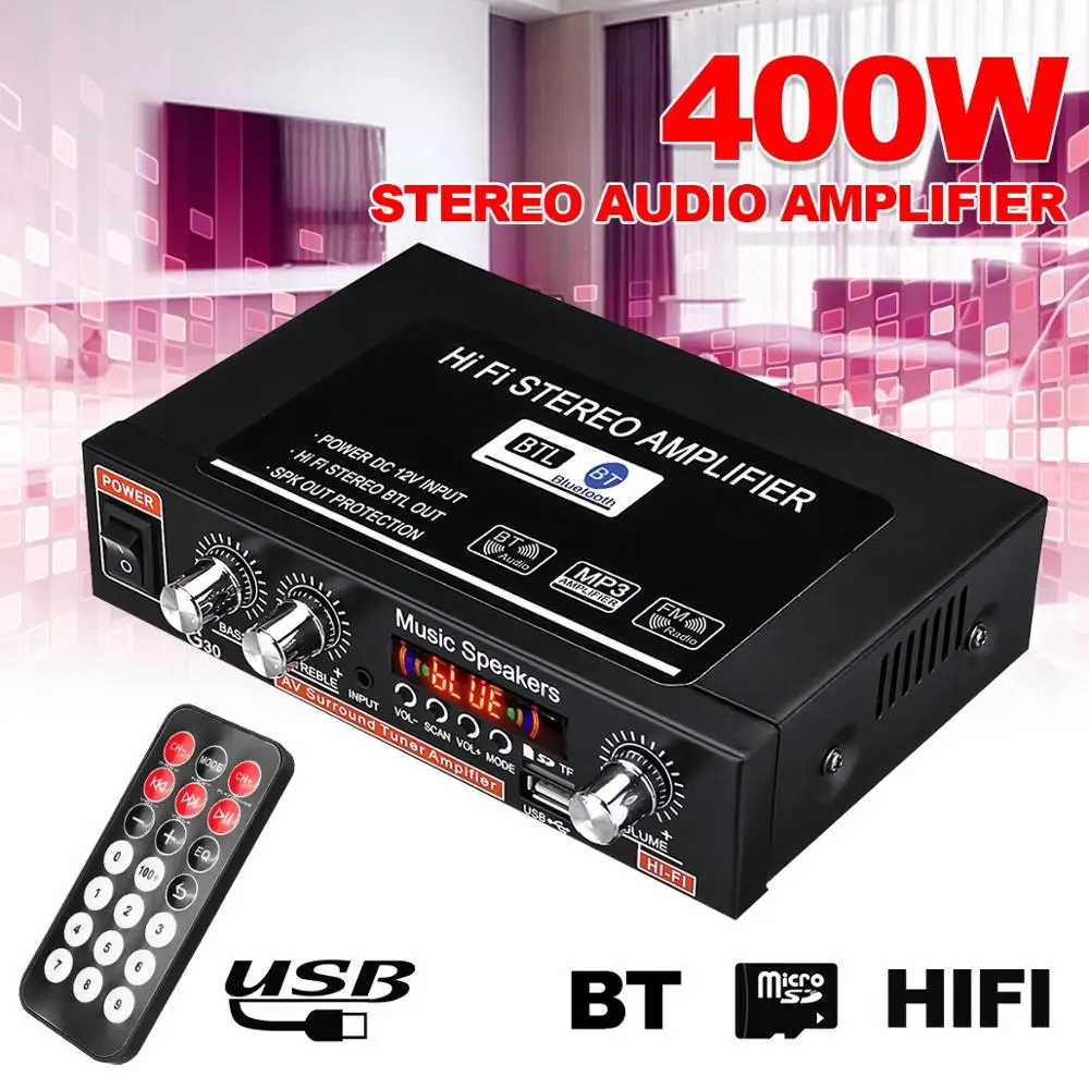 Мини усилитель звука G30 12 В/220 В 360 Вт bluetooth стерео мощности FM SD Hi Fi 2 канала аудио