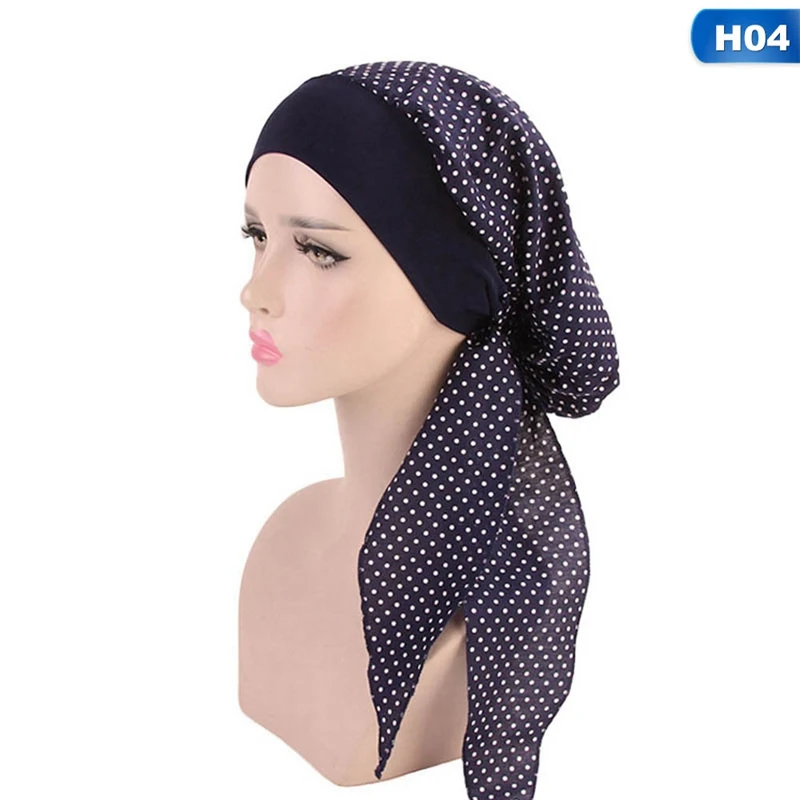 Головной убор Бандана Tichel для раковых женщин женский тюрбан с рюшами головной платок химиотерапия шляпа тюрбан головы шарфы Предварительно Связанные - Цвет: 4