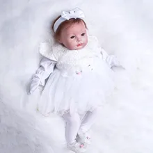 OtardDolls, новорожденная кукла, 22 дюйма, силиконовая, Реалистичная, Bebe, белое платье, Reborn Baby Doll, игрушки для ребенка-карьера, форма для будущих мам