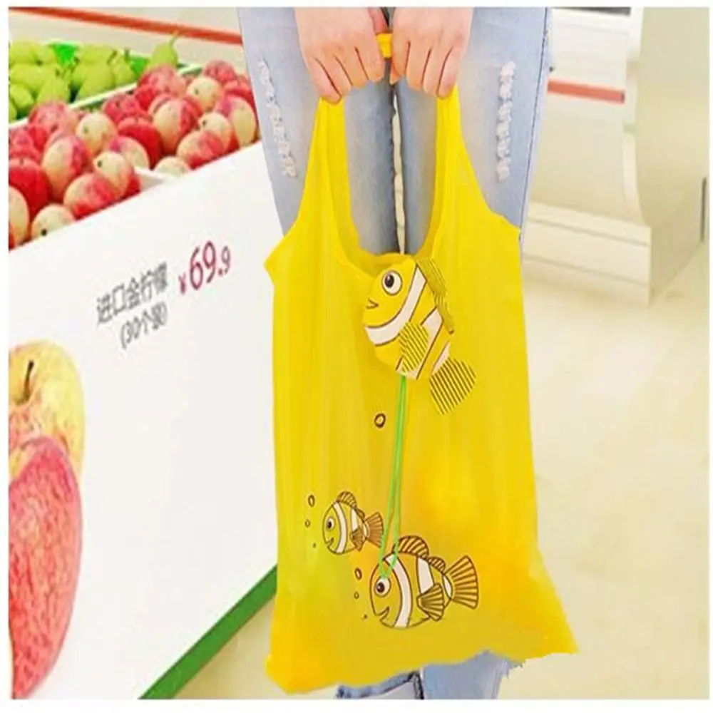 Hot new Eco Storage Handbag Tropical Fish Foldable Shopping Bags Cartoon Folding Portable Bag Women Grocery Polyester Large Bag