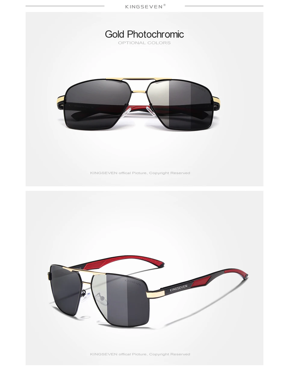 KINGSEVEN K7719 Aluminum Men's Sunglasses Polarized Brand Design Temples