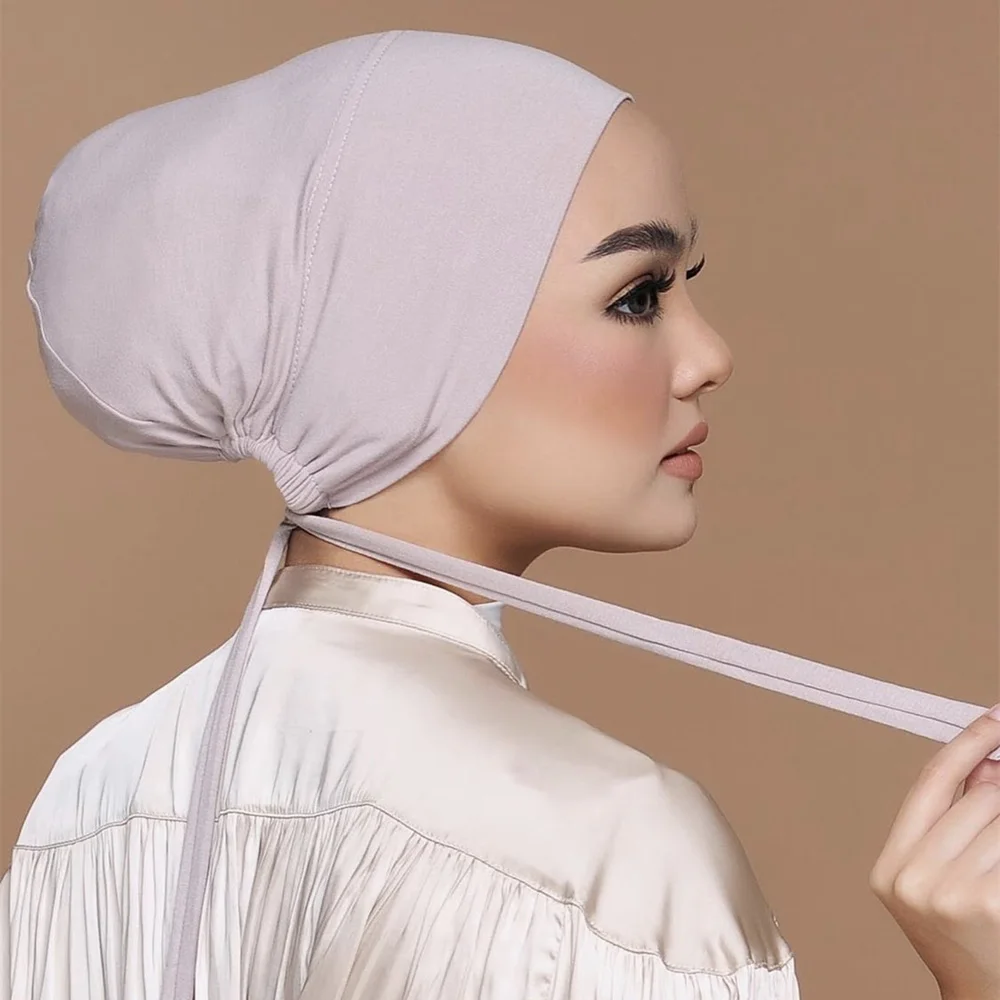 2023 Soft Modal Tie Undercaps Muslim Hijabs for Women Under Scarf Hat Hijab Caps Eid Isr Hijabs Cap Muslim Hijab femme Wrap Head