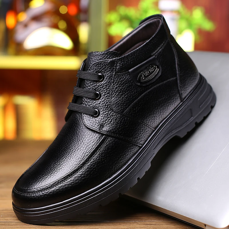 

warm Ankle boots plush men winter snow boots men fur snow boots men wear-resistant male botas hombre sneakers father gift shoes