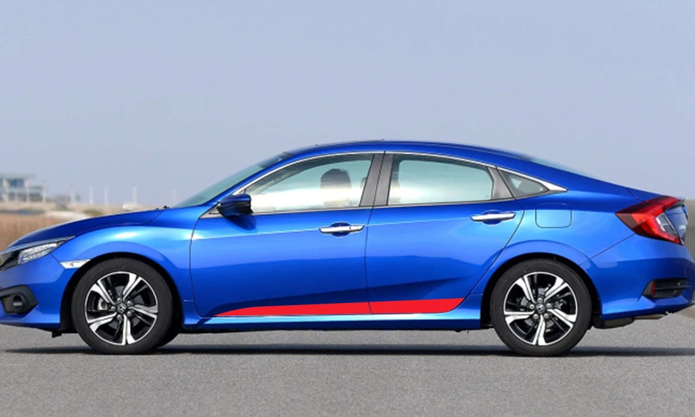 2 шт. для Honda Civic автомобильные наклейки с боковыми полосками виниловая пленка авто гоночный Спорт DIY наклейки для стайлинга автомобиля Тюнинг автомобиля аксессуары