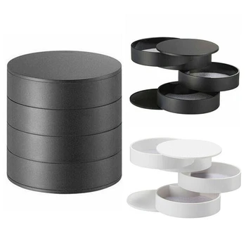

4-layer Jewellery Storage Box 360 Roll Rotatable Case Storage Box Necklace Ear Ring Jewelry Drawer Organiser Container Bedroom