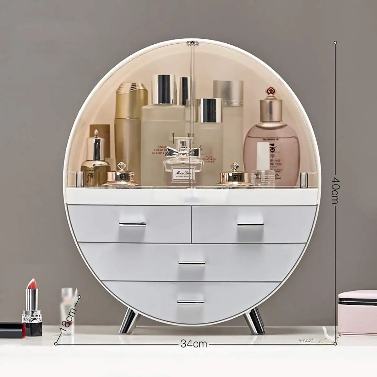 White Koreac Style Desktop Cosmetic Storage Box Dresser Container Boxes Makeup Skin Care Jewelry Lipstick Shelf Organizer Case - Цвет: White
