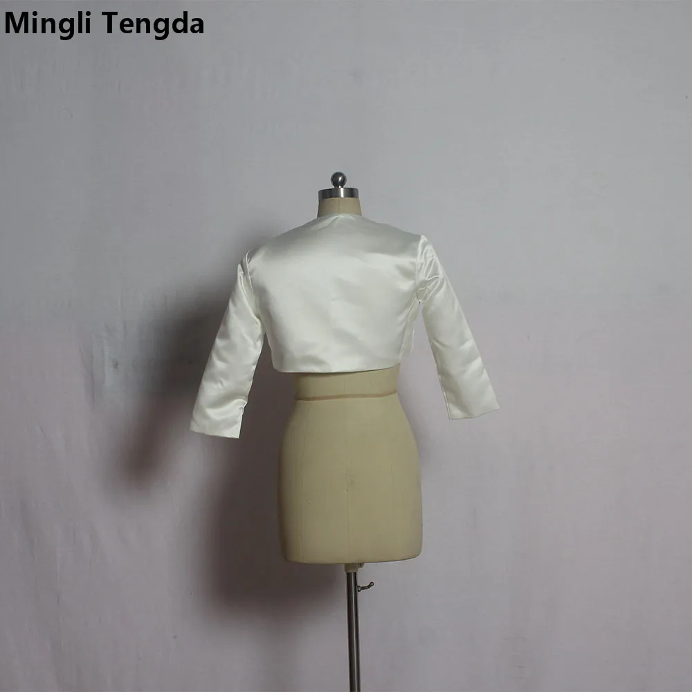 New White/ Ivory Satin Fashion Half Sleeve Wedding Jacket Made Bolero Wedding Accessories Cape Mariage Bridal Wraps