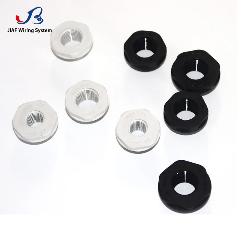 JIAF 10pcs Nylon Reducing Ring PG16 to PG11 Black Shrink Ring PG13.5 to PG9 Gray Metric Thread Change Diameter