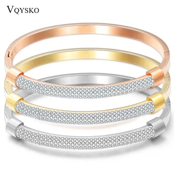 

Exquisite Crystal Luxury Bangles For Woman High-grade Stainless Steel Korean Gift Bracelet Bangle Fashion Accessories Wholesale