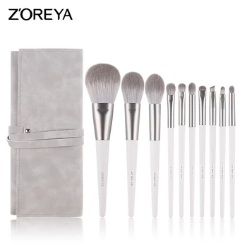 ZOREYA Soft Synthetic Hair Makeup Brush Set Eye Shadow Brush Blending Blush Lip Powder Highlighter Make up Brushes Set 10pcs 1