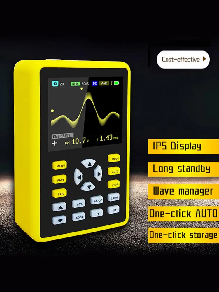 Portable Digital Oscilloscope 2.4-inch Screen 500 MS / S Sampling Rate 100MHz Analog Bandwidth Oscilloscope