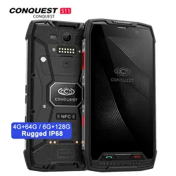 Conquest S11 Оригинальный IP68 прочный смартфон 6 ГБ 128 ГБ Восьмиядерный 16MP 7000 мАч отпечаток пальца/Лицо ID NFC OTG Android мобильный телефон