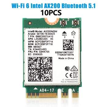 

10PCS M.2 3000Mbps Bluetooth 5.1 WiFi 6 Wireless Intel AX200 WiFi Card Dual Band 2.4G/5Ghz 802.11ac/ax AX200NGW Wi-fi Adapter