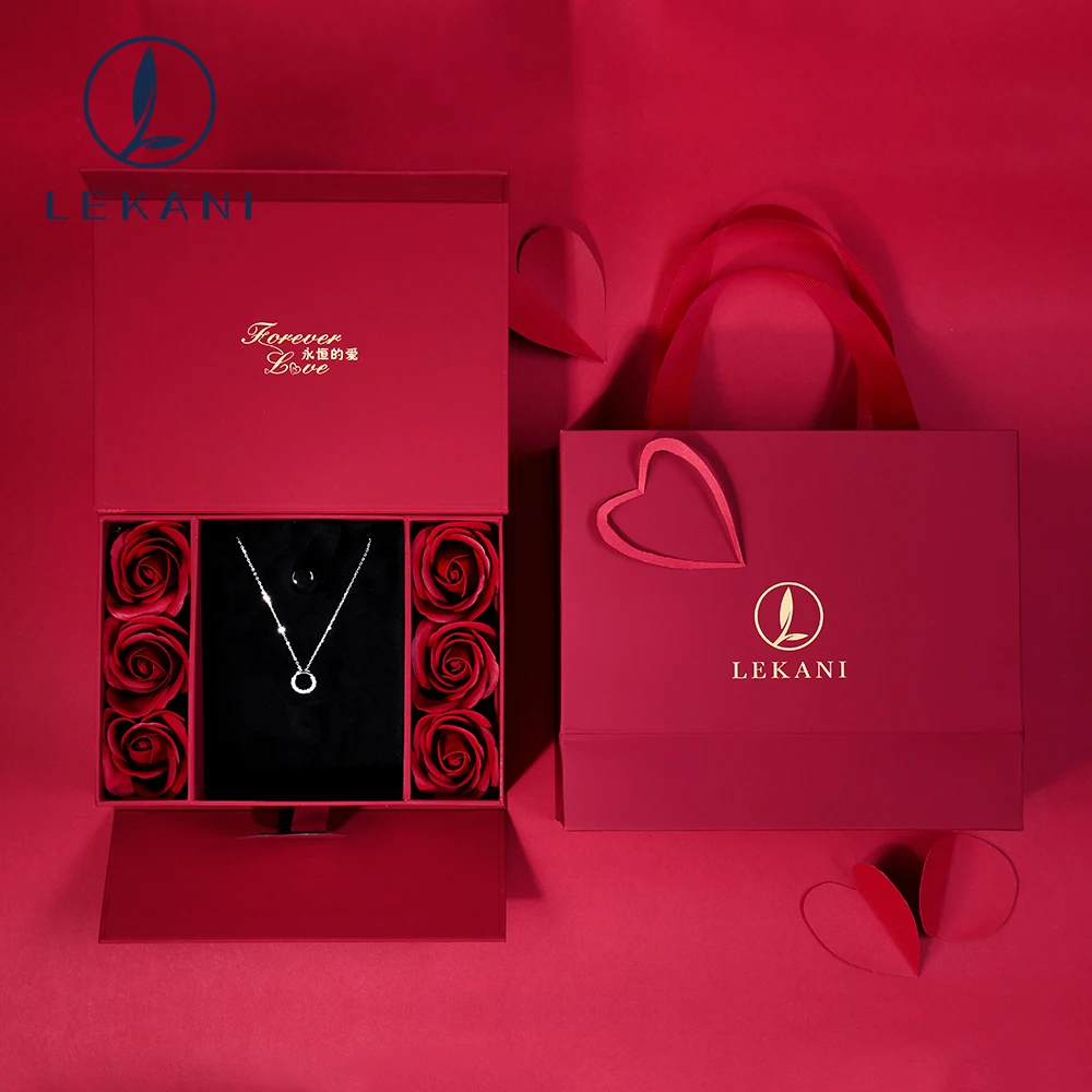 LEKANI Rose Gift Box Love Forever For Earrings &amp Necklace Bracelet Ring Anklets Jewelry Sets | Украшения и аксессуары