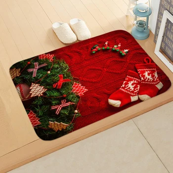 

2020 New Year Mat Welcome Doormats Christmas Carpet Rug Non-slip Floor Mat Bathroom Kitchen Carpet Door Mat Xmas Party Decor