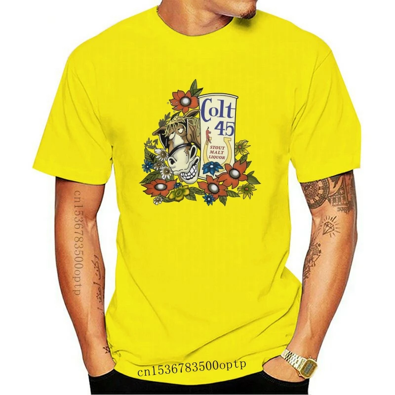 Yellow COLT 45 STOUT MALT LIQUOR Beer Jeff Spicoli Quality S-3XL Cotton T-Shirt